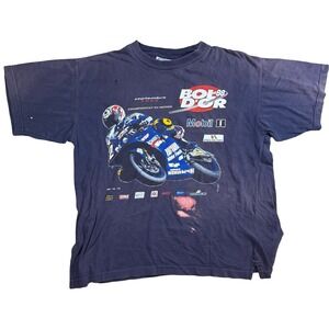 Hardware Bol D'or 1998 Yamaha Motorcycle T-Shirt Vintage Graphic Faded Navy Blue
